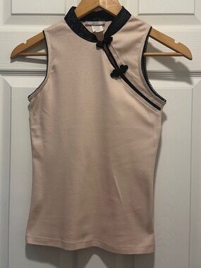 Miss Me Sleeveless Pink Top with Black Trim